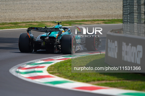 Fernando Alonso of Spain drives the (14) Aston Martin Aramco F1 Team AMR24 during the FP3 of the Formula 1 Pirelli Gran Premio d'Italia 2024...