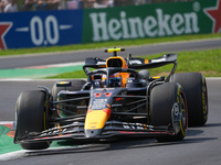 Sergio Perez of Mexico drives the (11) Oracle Red Bull Racing RB20 Honda RBPT during the Formula 1 Pirelli Gran Premio d'Italia 2024 in Monz...