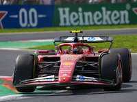 Carlos Sainz Jr. of Spain drives the (55) Scuderia Ferrari SF-24 Ferrari during the Formula 1 Pirelli Gran Premio d'Italia 2024 in Monza, It...