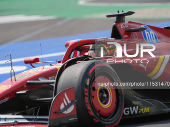 Charles Leclerc of Monaco drives the (16) Scuderia Ferrari SF-24 Ferrari during the Formula 1 Pirelli Gran Premio d'Italia 2024 in Monza, It...