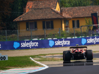 Carlos Sainz Jr. of Spain drives the (55) Scuderia Ferrari SF-24 Ferrari during the Formula 1 Pirelli Gran Premio d'Italia 2024 in Monza, It...