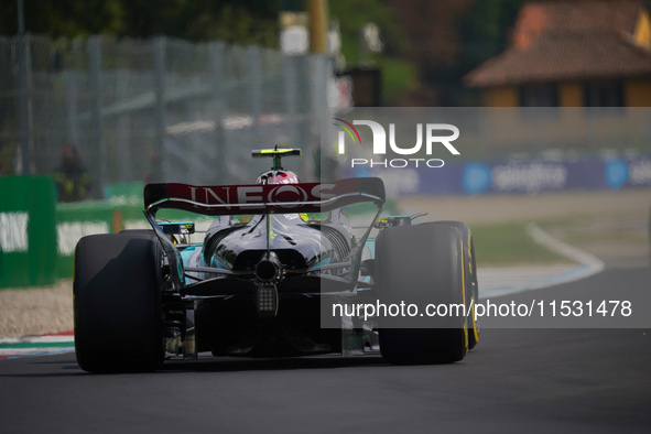 Lewis Hamilton of the UK drives the (44) Mercedes-AMG Petronas F1 Team F1 W15 E Performance Mercedes during the Formula 1 Pirelli Gran Premi...