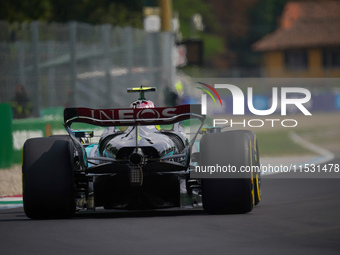 Lewis Hamilton of the UK drives the (44) Mercedes-AMG Petronas F1 Team F1 W15 E Performance Mercedes during the Formula 1 Pirelli Gran Premi...