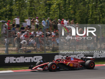 Charles Leclerc of Monaco drives the (16) Scuderia Ferrari SF-24 Ferrari during the Formula 1 Pirelli Gran Premio d'Italia 2024 in Monza, It...