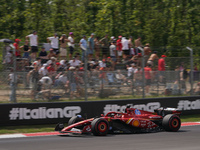 Charles Leclerc of Monaco drives the (16) Scuderia Ferrari SF-24 Ferrari during the Formula 1 Pirelli Gran Premio d'Italia 2024 in Monza, It...