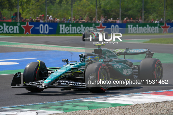 Fernando Alonso of Spain drives the (14) Aston Martin Aramco Cognizant F1 Team AMR24 Mercedes during the Formula 1 Pirelli Gran Premio d'Ita...