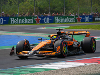 Oscar Piastri of Australia drives the (81) McLaren F1 Team MCL38 Mercedes during the Formula 1 Pirelli Gran Premio d'Italia 2024 in Monza, I...