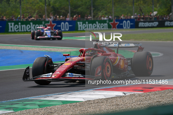 Charles Leclerc of Monaco drives the (16) Scuderia Ferrari SF-24 Ferrari during the Formula 1 Pirelli Gran Premio d'Italia 2024 in Monza, It...