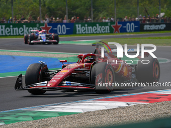 Charles Leclerc of Monaco drives the (16) Scuderia Ferrari SF-24 Ferrari during the Formula 1 Pirelli Gran Premio d'Italia 2024 in Monza, It...