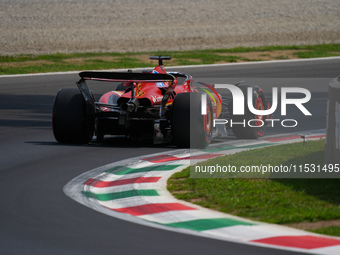 Charles Leclerc of Monaco drives the (16) Scuderia Ferrari SF-24 Ferrari during the Formula 1 Pirelli Gran Premio d'Italia 2024 in Monza, It...