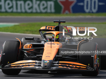 Oscar Piastri of Australia drives the (81) McLaren F1 Team MCL38 Mercedes during the Formula 1 Pirelli Gran Premio d'Italia 2024 in Monza, I...