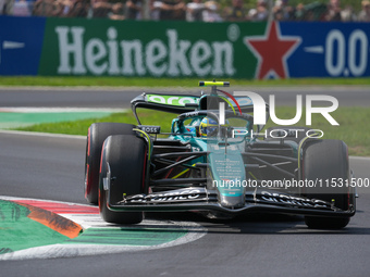 Fernando Alonso of Spain drives the (14) Aston Martin Aramco Cognizant F1 Team AMR24 Mercedes during the Formula 1 Pirelli Gran Premio d'Ita...