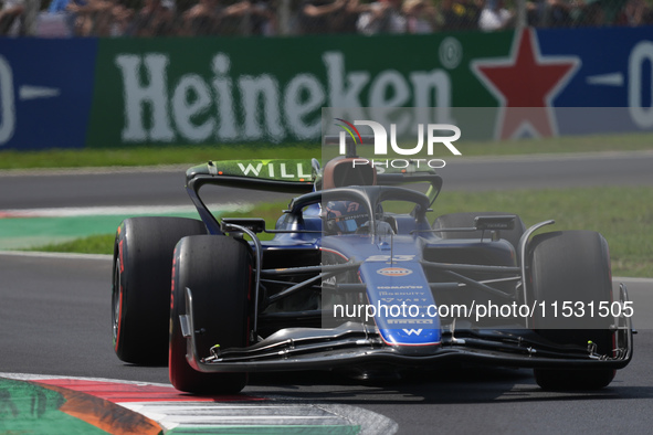 Alexander Albon of Thailand drives the (23) Williams Racing FW46 Mercedes during the Formula 1 Pirelli Gran Premio d'Italia 2024 in Monza, I...