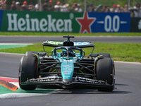 Lance Stroll of Canada drives the (18) Aston Martin Aramco Cognizant F1 Team AMR24 Mercedes during the Formula 1 Pirelli Gran Premio d'Itali...