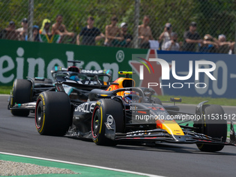 Sergio Perez of Mexico drives the (11) Oracle Red Bull Racing RB20 Honda RBPT during the Formula 1 Pirelli Gran Premio d'Italia 2024 in Monz...