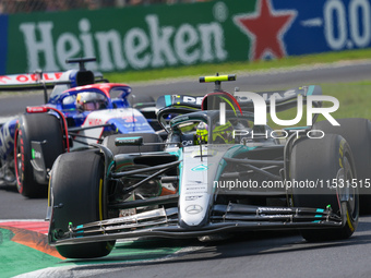 Lewis Hamilton of the UK drives the (44) Mercedes-AMG Petronas F1 Team F1 W15 E Performance Mercedes during the Formula 1 Pirelli Gran Premi...