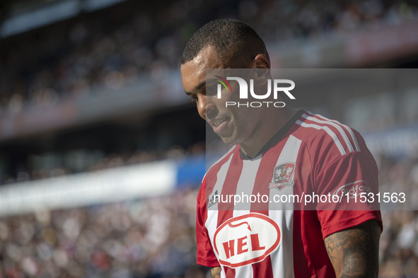 Josh Magennis #27 of Exeter City F.C. during the Sky Bet League 1 match between Bolton Wanderers and Exeter City at the Toughsheet Stadium i...