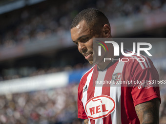 Josh Magennis #27 of Exeter City F.C. during the Sky Bet League 1 match between Bolton Wanderers and Exeter City at the Toughsheet Stadium i...