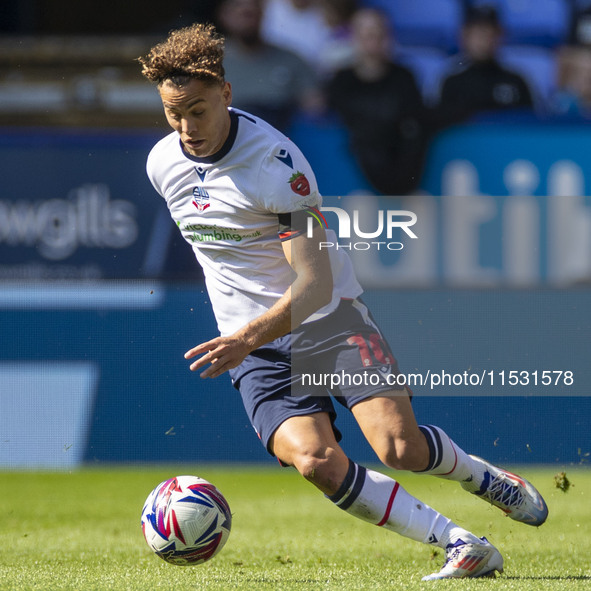 Dion Charles #10 of Bolton Wanderers F.C. in action during the Sky Bet League 1 match between Bolton Wanderers and Exeter City at the Toughs...