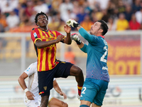 Patrick Dorgu of US Lecce is in action during the Serie A match between Lecce and Cagliari in Lecce, Italy, on August 31, 2024. (