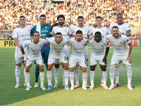 Players from Cagliari Calcio participate in the Serie A match against US Lecce in Lecce, Italy, on August 31, 2024 (