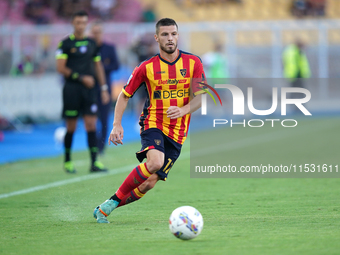 Frederic Guilbert is in action during the Serie A match between Lecce and Cagliari in Lecce, Italy, on August 31, 2024. (