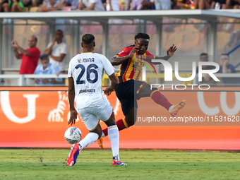 Lameck Banda of US Lecce is in action during the Serie A match between Lecce and Cagliari in Lecce, Italy, on August 31, 2024. (