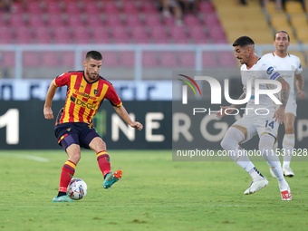 Frederic Guilbert is in action during the Serie A match between Lecce and Cagliari in Lecce, Italy, on August 31, 2024. (