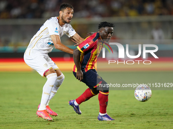 Lameck Banda of US Lecce is in action during the Serie A match between Lecce and Cagliari in Lecce, Italy, on August 31, 2024. (