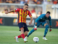 Nikola Krstovic of US Lecce is in action during the Serie A match between Lecce and Cagliari in Lecce, Italy, on August 31, 2024. (