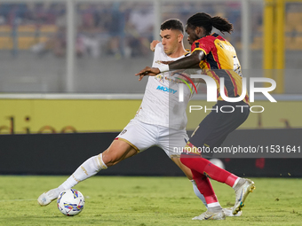 Roberto Piccoli of Cagliari Calcio is in action during the Serie A match between Lecce and Cagliari in Lecce, Italy, on August 31, 2024. (