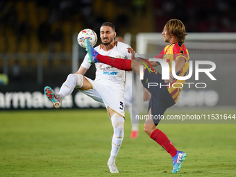 Antonino Gallo of Us Lecce is in action during the Serie A match between Lecce and Cagliari in Lecce, Italy, on August 31, 2024. (