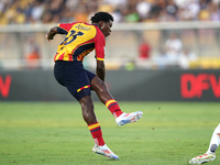 Patrick Dorgu of US Lecce is in action during the Serie A match between Lecce and Cagliari in Lecce, Italy, on August 31, 2024. (