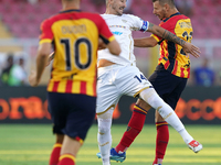 Alessandro Deiola of Cagliari Calcio is in action during the Serie A match between Lecce and Cagliari in Lecce, Italy, on August 31, 2024. (