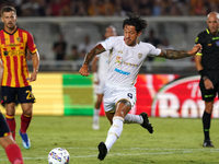 Gianluca Lapadula of Cagliari Calcio is in action during the Serie A match between Lecce and Cagliari in Lecce, Italy, on August 31, 2024. (