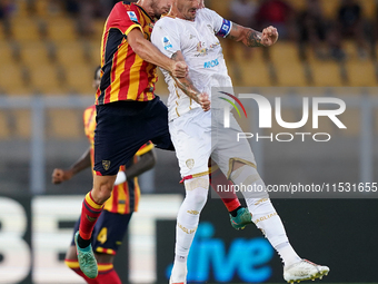 Ylber Ramadani of US Lecce is in action during the Serie A match between Lecce and Cagliari in Lecce, Italy, on August 31, 2024. (