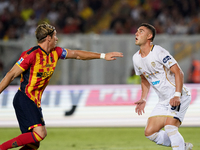 Roberto Piccoli of Cagliari Calcio is in action during the Serie A match between Lecce and Cagliari in Lecce, Italy, on August 31, 2024. (