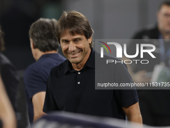 Antonio Conte coaches Napoli during the Serie A soccer match between SSC Napoli and Parma Calcio at Stadio Maradona in Naples, Italy, on Aug...