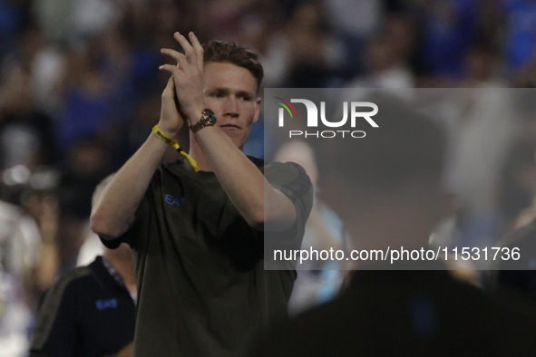 Scott McTonimay stands before the Serie A soccer match between SSC Napoli and Parma Calcio at Stadio Maradona in Naples, Italy, on August 31...