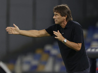 Antonio Conte coaches Napoli during the Serie A soccer match between SSC Napoli and Parma Calcio at Stadio Maradona in Naples, Italy, on Aug...