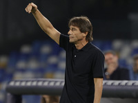 Antonio Conte coaches Napoli during the Serie A soccer match between SSC Napoli and Parma Calcio at Stadio Maradona in Naples, Italy, on Aug...