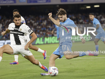 Khvicha Kvaratskhelia of Napoli during the Serie A soccer match SSC Napoli vs. Parma Calcio at Stadio Maradona in Naples, Italy, on August 3...