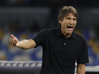 Antonio Conte coaches Napoli during the Serie A soccer match between SSC Napoli and Parma Calcio at Stadio Maradona in Naples, Italy, on Aug...