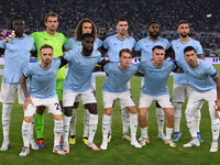 S.S. Lazio players pose for a team photo during the 3rd day of the Serie A Championship between S.S. Lazio and A.C. Milan at the Olympic Sta...