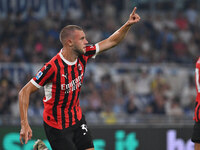 Strahinja Pavlovic of A.C. Milan celebrates after scoring the goal of 0-1 during the 3rd day of the Serie A Championship between S.S. Lazio...