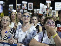 Thousands of Israelis, including the families of hostages, attend the rally in support of the hostages that are still being held by Hamas in...