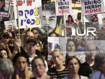 Thousands of Israelis, including the families of hostages, attend the rally in support of the hostages that are still being held by Hamas in...