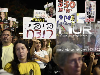 Thousands of Israelis, including the families of hostages, attend the rally in support of the hostages that are still being held by Hamas in...