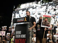 Thousands of Israelis, including the families of hostages, attend the rally in support of the hostages that are still being held by Hamas in...