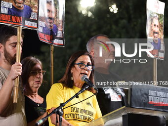 Thousands of Israelis, including the families of hostages, attend the rally in support of the hostages that are still being held by Hamas in...